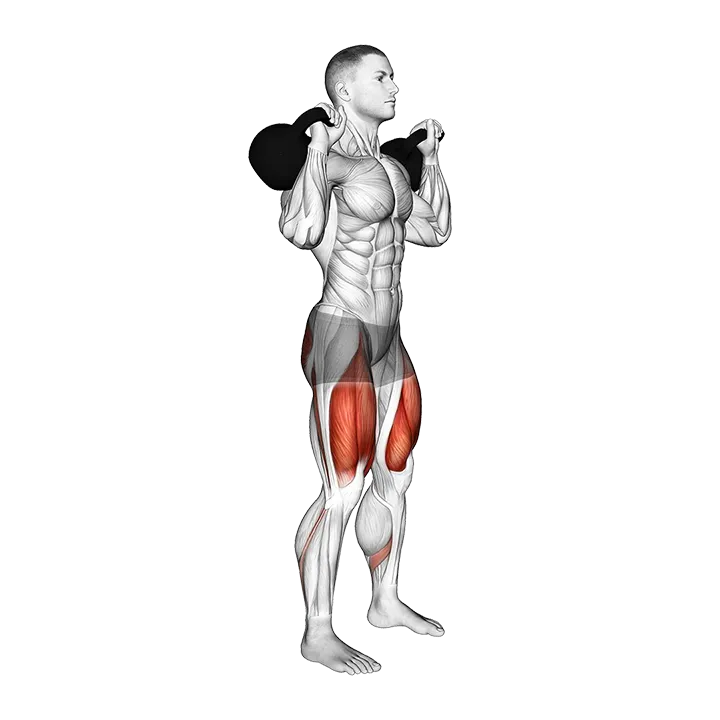 Kettlebell Back Squat exercise animation (Male)