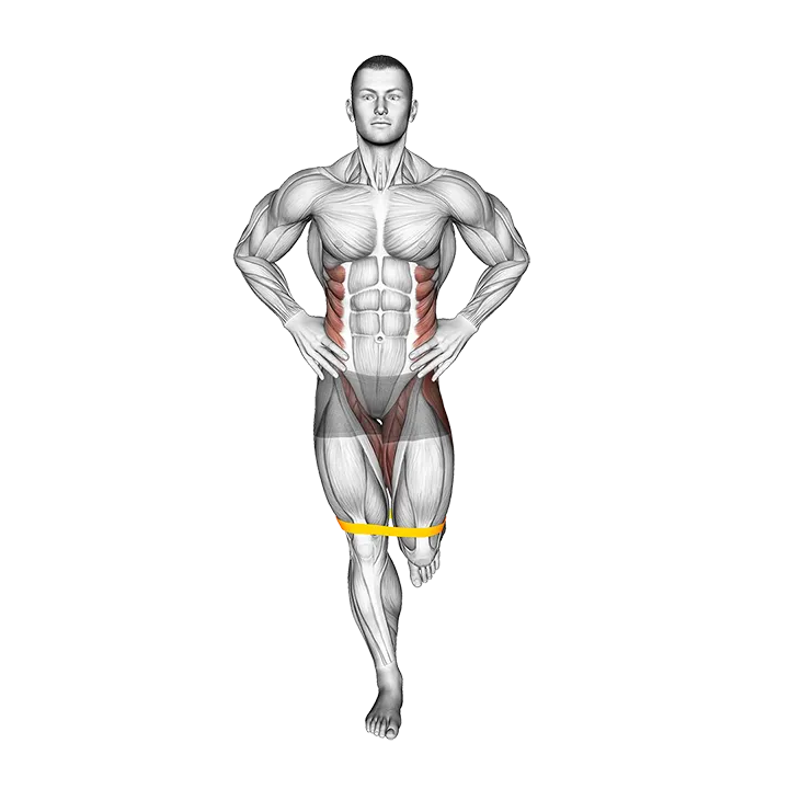Resistance Band Standing Balance Bent Leg Hip Abduction exercise animation (Male)