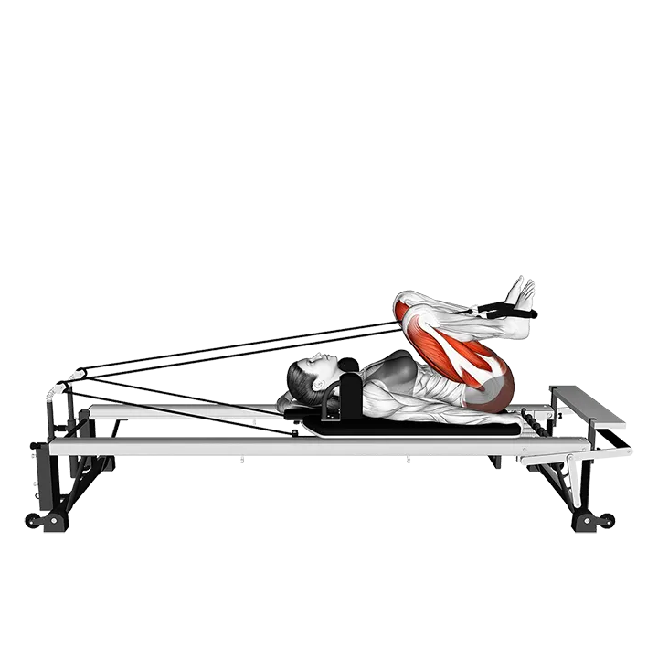 Pilates Machine Lying Frog and Leg Circle exercise animation (Female)