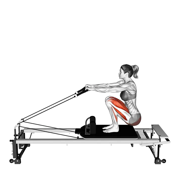 Pilates Machine Russian Squat exercise animation (Female)