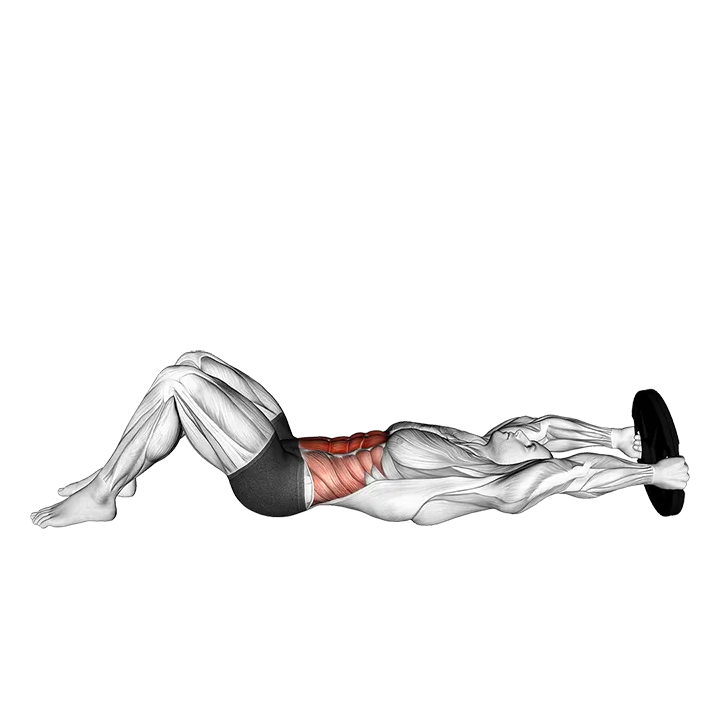 Weighted Plate Crunch (hands overhead) exercise animation (Male)