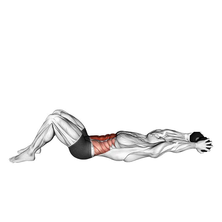 Weighted Dumbbell Crunch (hands overhead) exercise animation (Male)