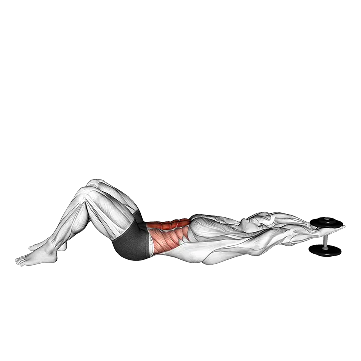 Weighted Dumbbell Crunch (hands overhead) (VERSION 2) exercise animation (Male)