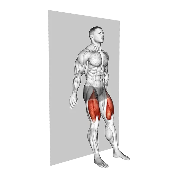 Standing Wall Slide Quarter Squat Hold exercise animation (Male)