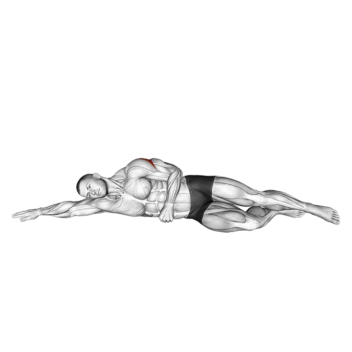 Bodyweight Side Lying Shoulder External Rotation exercise animation (Male)