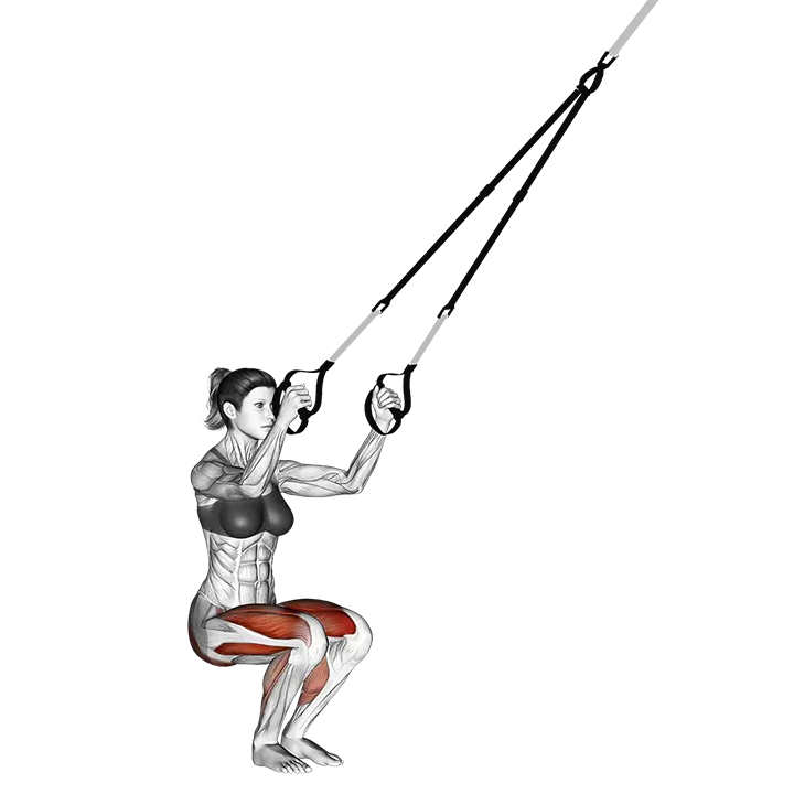Suspension Jump Squat exercise animation (Female)