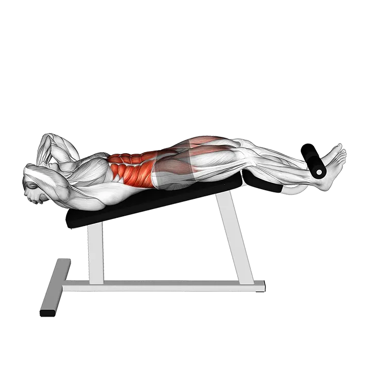 Incline Twisting Sit-up (version 2) exercise animation (Male)