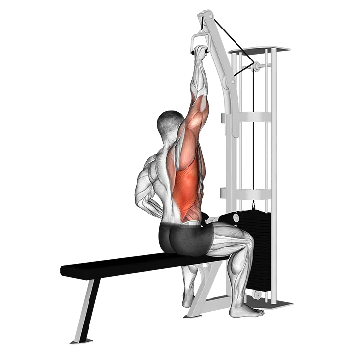 Cable one arm lat pulldown exercise animation (Male)