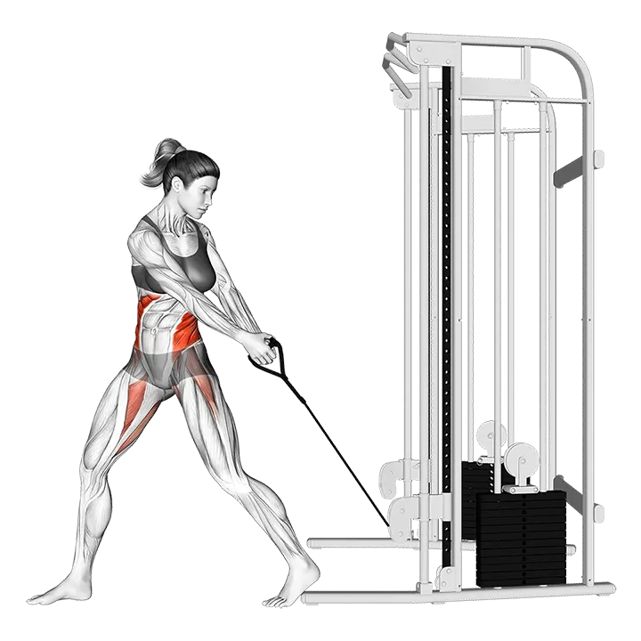 Cable twist (down up) exercise animation (Female)