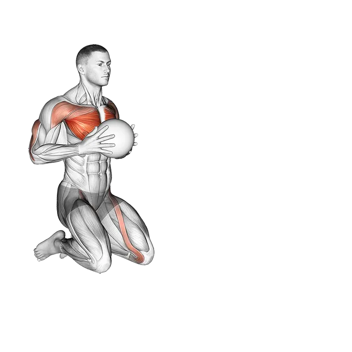 Medicine Ball Chest Push Multiple Response exercise animation (Male)