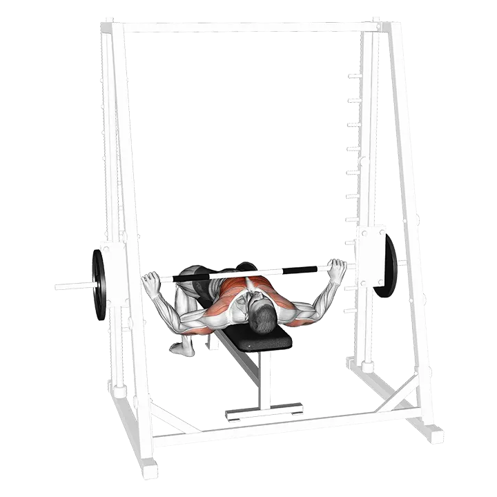 Smith Wide Grip Bench Press exercise animation (Male)