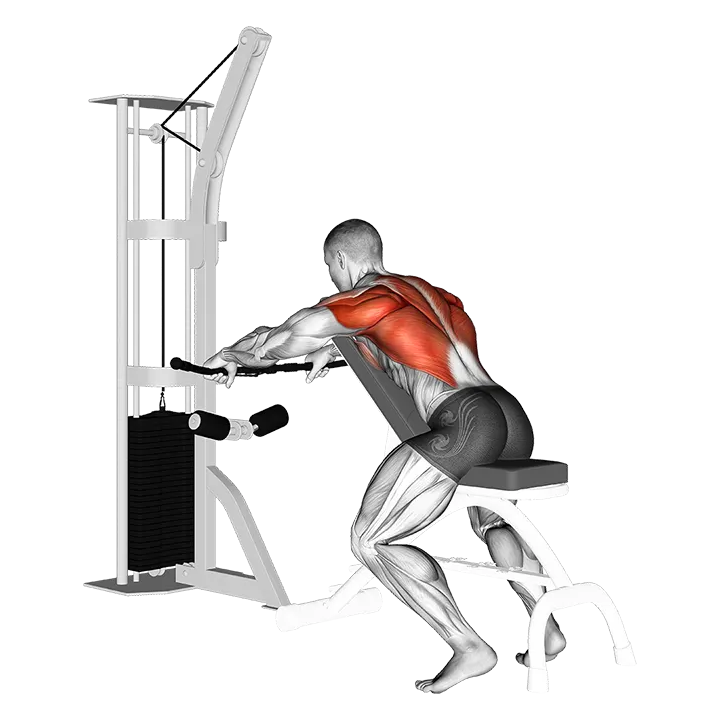 Cable Incline Bench Row exercise animation (Male)