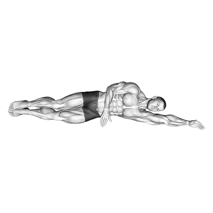 Side Lying Floor Stretch exercise animation (Male)