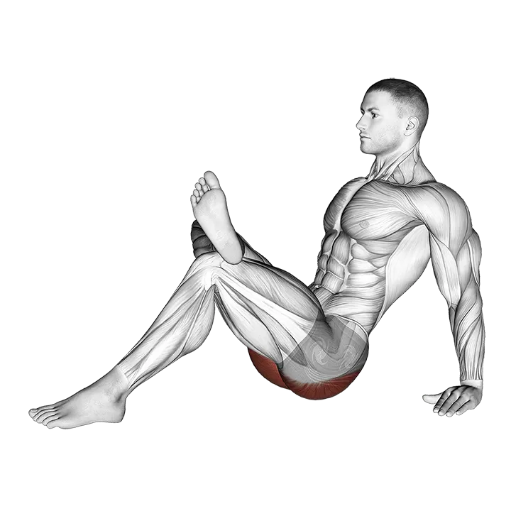 Seated Glute Stretch exercise animation (Male)