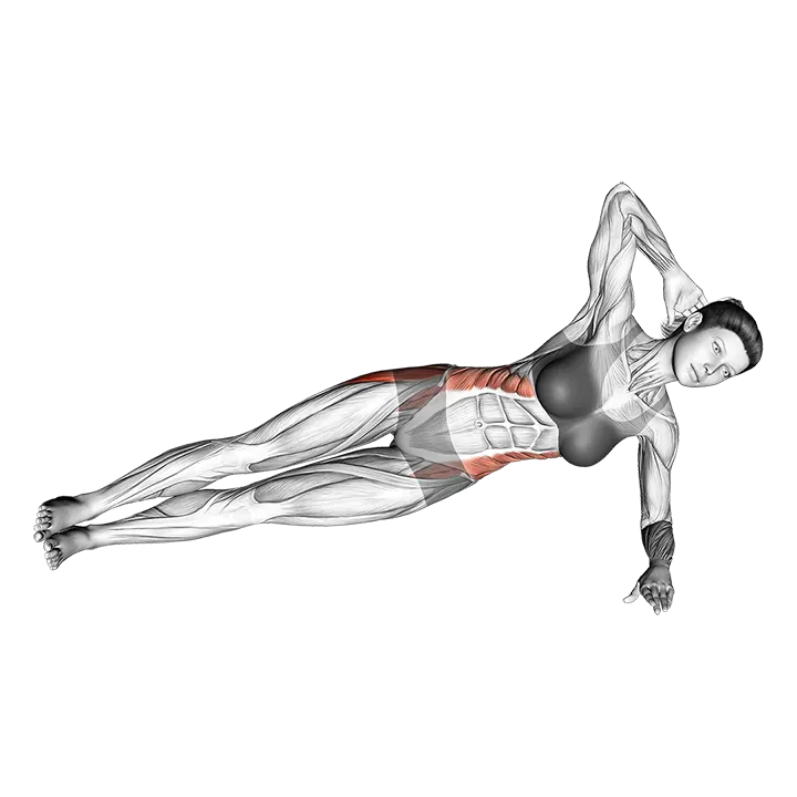 Lateral Side Plank (bent leg) exercise animation (Female)