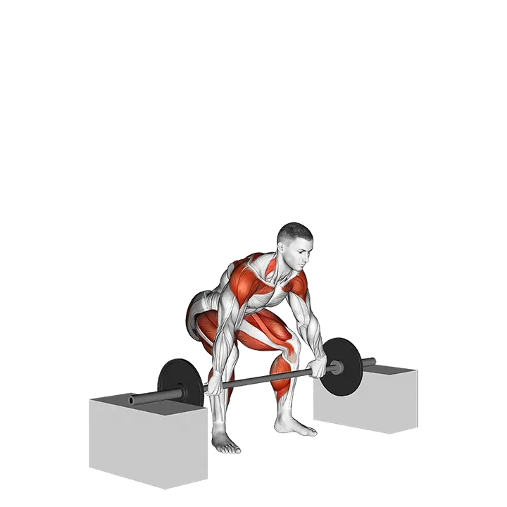Barbell Power Snatch From Blocks exercise animation (Male)