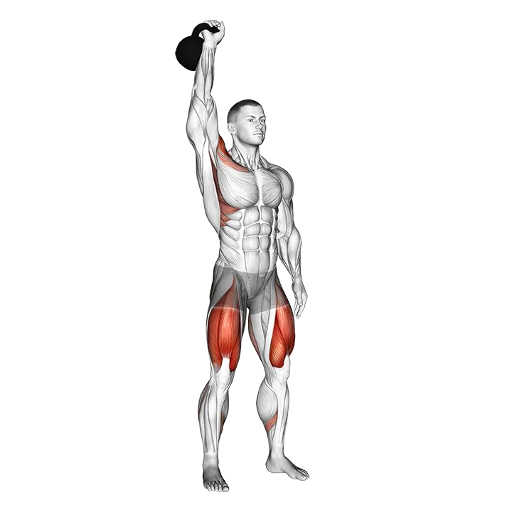 Kettlebell One Arm Overhead Squat exercise animation (Male)