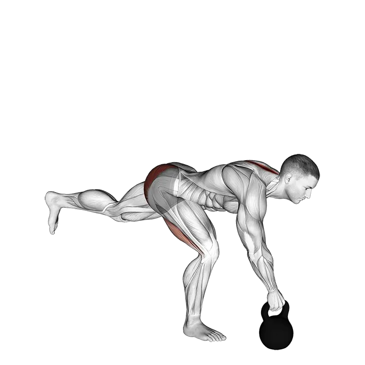 Kettlebell One Legged Deadlift exercise animation (Male)