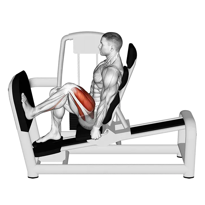 Lever Seated One Leg Wide Squat exercise animation (Male)