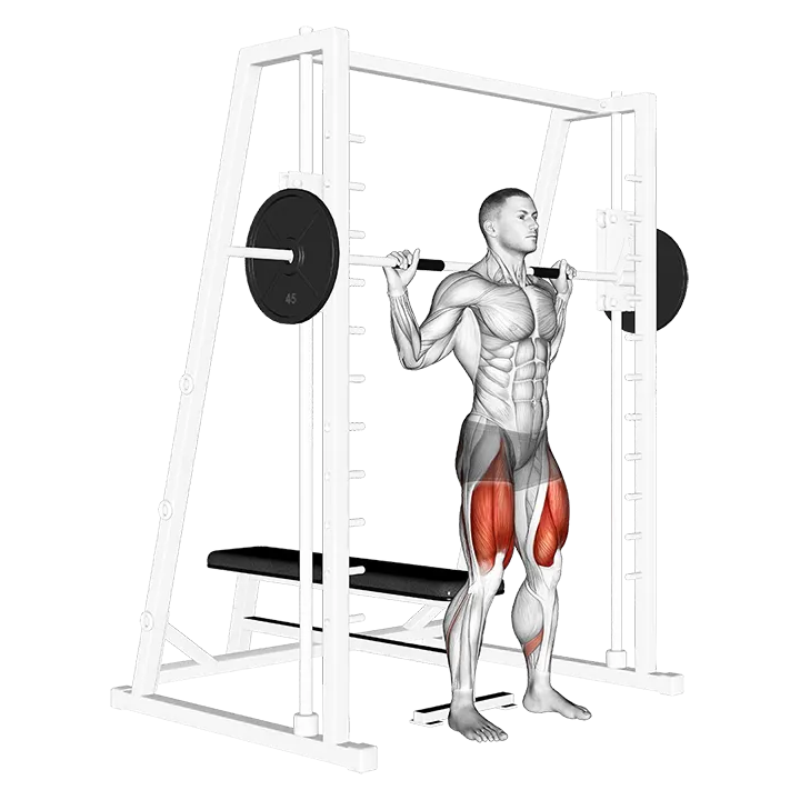 Smith Squat to Bench exercise animation (Male)