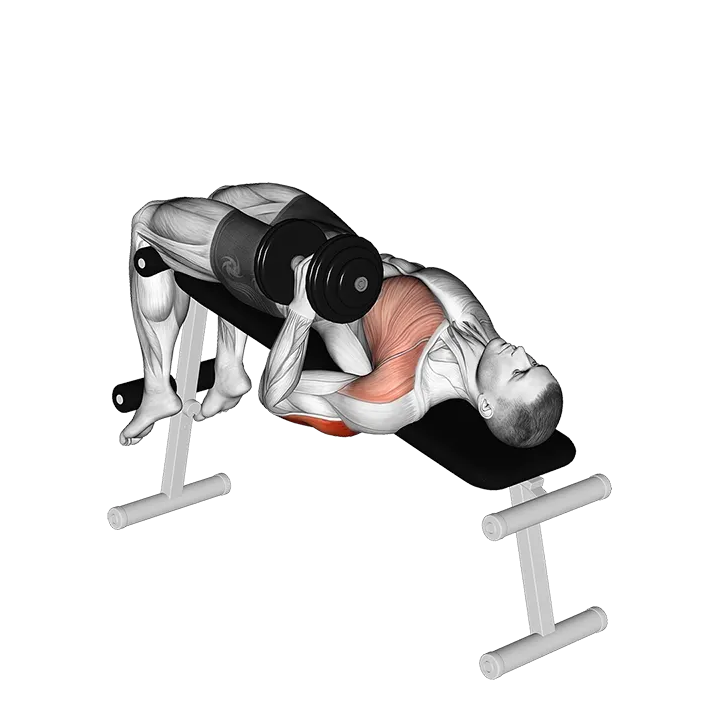 Dumbbell Decline One Arm Hammer Press exercise animation (Male)