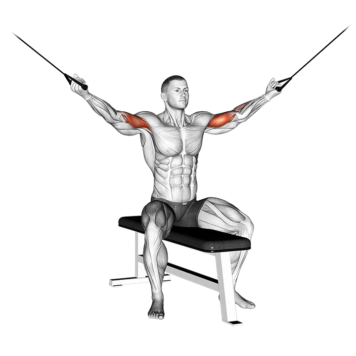 Cable Seated Overhead Curl exercise animation (Male)
