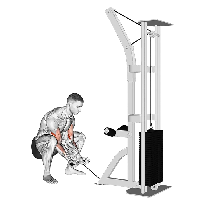 Cable Squatting Curl exercise animation (Male)