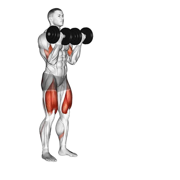 Dumbbell Bicep Curl Lunge with Bowling Motion exercise animation (Male)