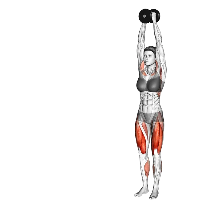 Dumbbell Overhead Side Lunge exercise animation (Female)