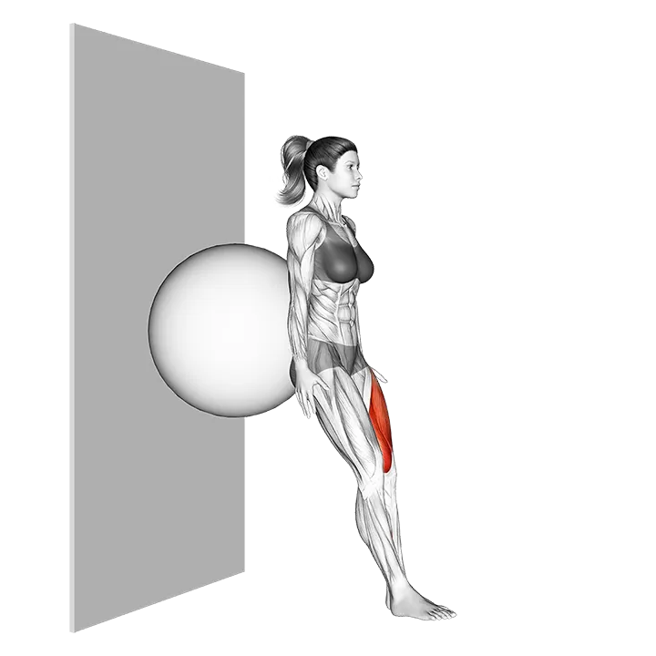 Stability Ball Single Leg Squat exercise animation (Female)