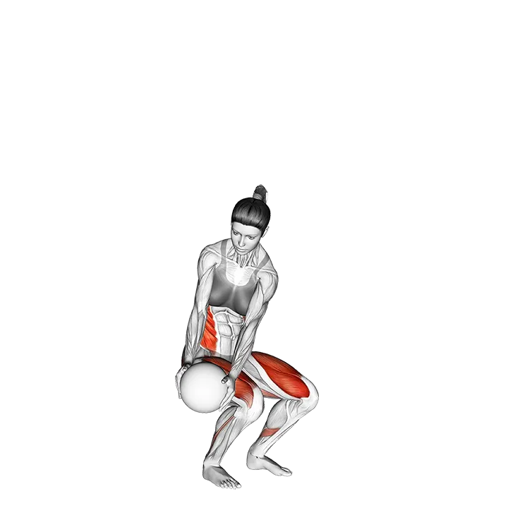 Medicine Ball Reverse Wood Chop Squat exercise animation (Female)