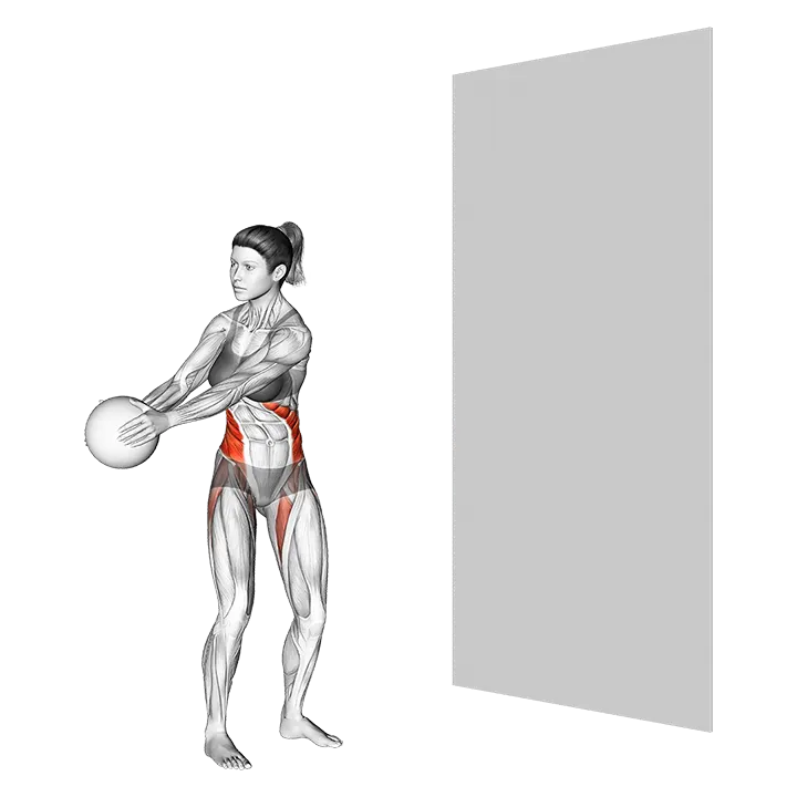 Medicine Ball Rotational Throw exercise animation (Female)