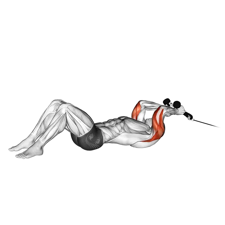 Cable Rope Lying on Floor Tricep Extension exercise animation (Male)