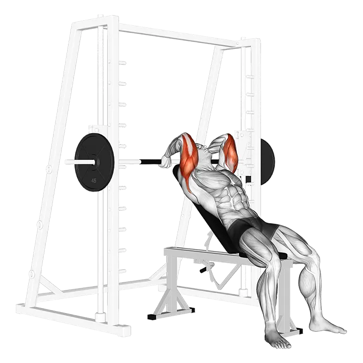 Smith Machine Incline Tricep Extension exercise animation (Male)