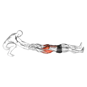 Assisted Straight Arms Lying Stretch