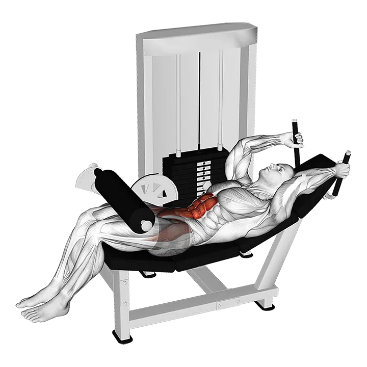 Lever Lying Leg Raise Bent Knee exercise animation (Male)