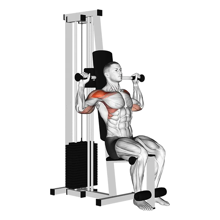 Lever Cable Shoulder Press exercise animation (Male)