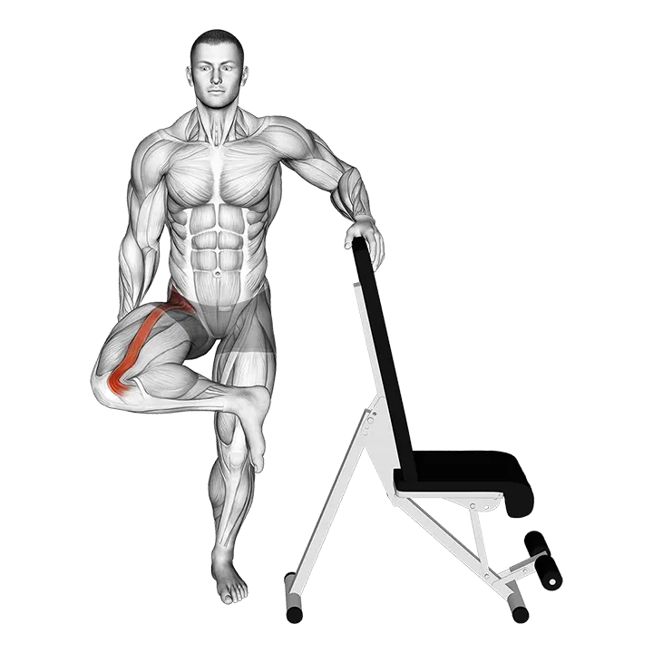 Standing Leg Resting Hip Stretch exercise animation (Male)