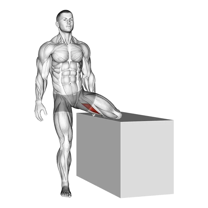 Standing Rotational Hip Stretch exercise animation (Male)