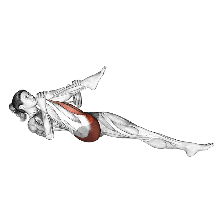Recumbent Hip External Rotator And Hip Extensor Stretch exercise animation (Female)