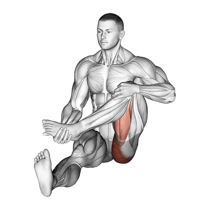 Sitting Foot To Chest Buttocks Stretch exercise animation (Male)