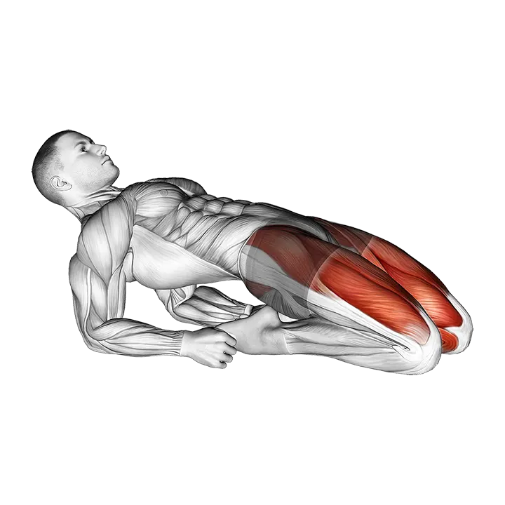 Double Lean Back Quadriceps Stretch exercise animation (Male)