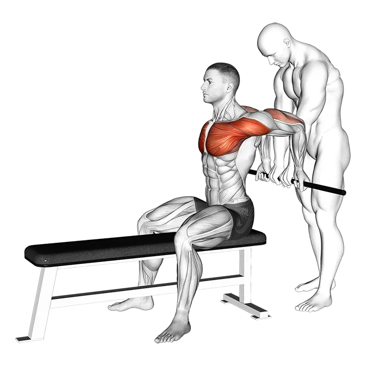 Unterstützte umgekehrte Schulterdehnung im Sitzen exercise animation (Männlich)