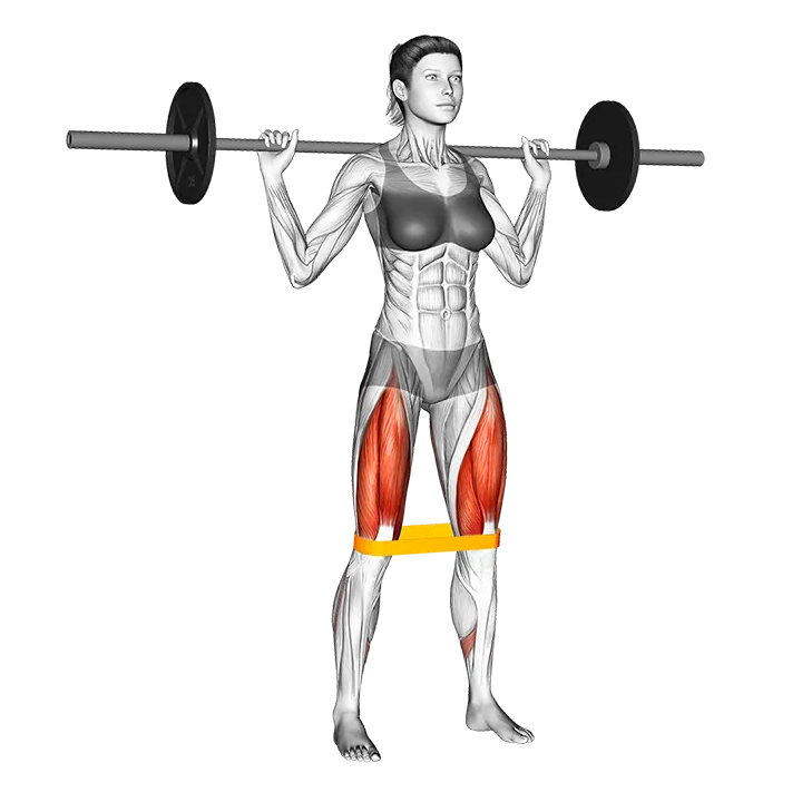 Resistance Band Full Squat exercise animation (Female)