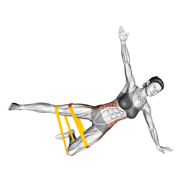 Resistance Band Kneeling Side Plank exercise animation (Female)
