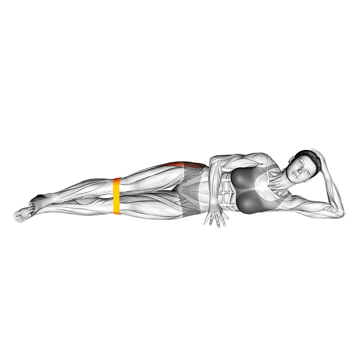 Resistance Band Lying Leg Raise exercise animation (Female)