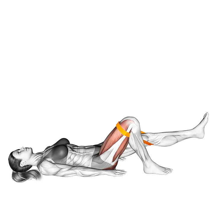 Resistance Band One Leg Glute Bridge With Straight Leg exercise animation (Female)
