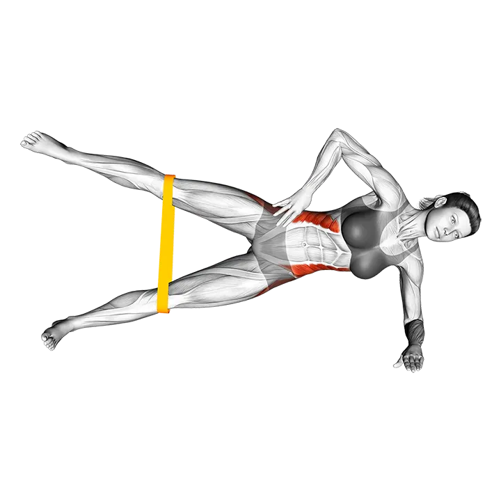Resistance Band Side Plank exercise animation (Female)