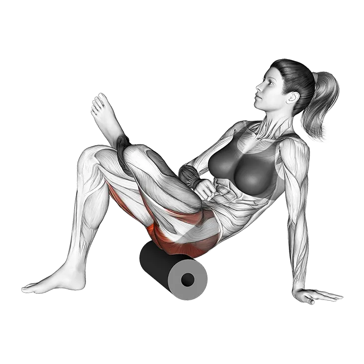 Roll Recumbent Hip External Rotator and Hip Extensor Stretch (Crossed Leg) exercise animation (Female)