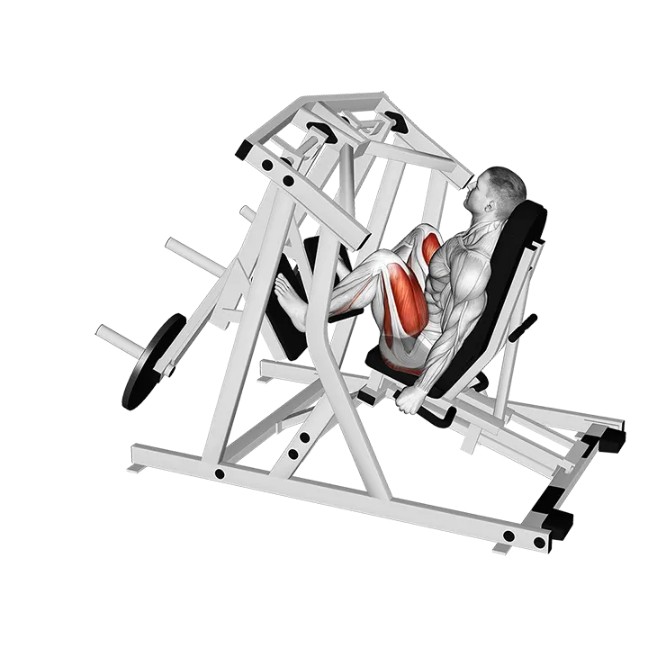 Lever Alternate Leg Press (plate loaded) exercise animation (Male)